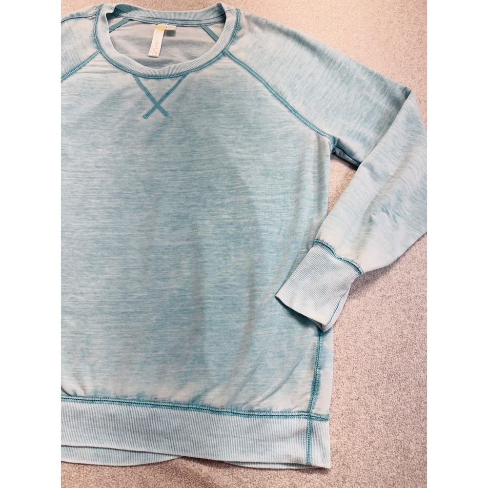 Green Tea Aqua Blue Lightweight Sweatshirt Womens L Lounge Athleisure Pullover - Picture 3 of 9